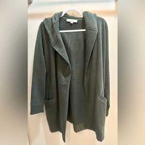 LOFT Olive Green Hooded Open Cardigan Sweater Size Medium